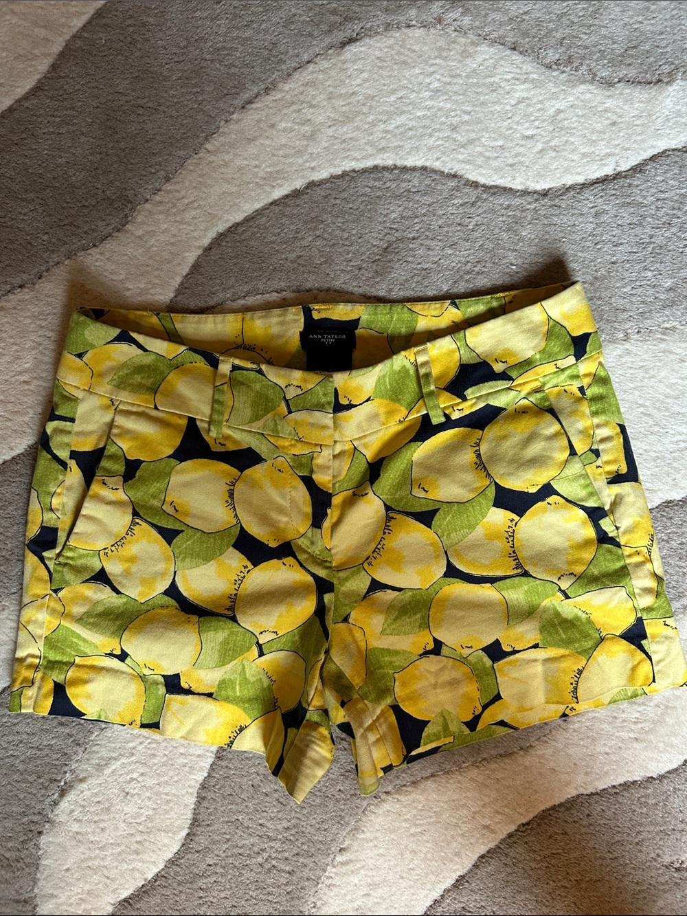 Ann Taylor Yellow Lemon Print High Waist Shorts